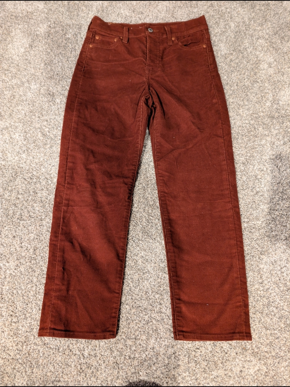 Levi's Premium Wedgie Straight Corduroy Pants Brown Rust 26 High Rise Button Fly